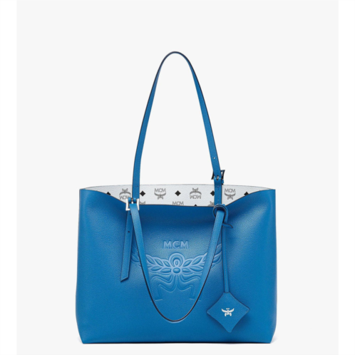 Mcm himmel shopper in embossed logo leather