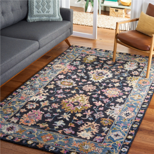 Safavieh aspen hand made area rug black / light blue traditional style non-shedding