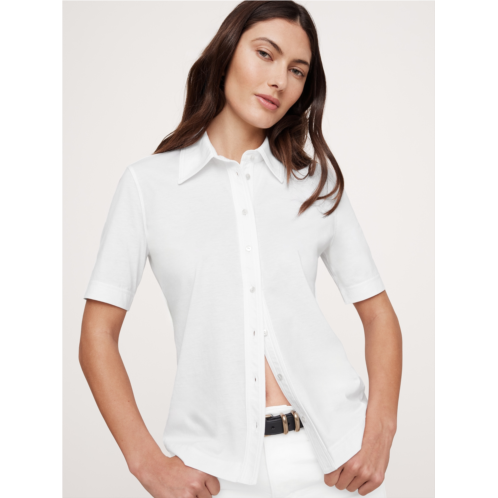 Bananarepublic Silky Cotton Short-Sleeve Button-Down Top