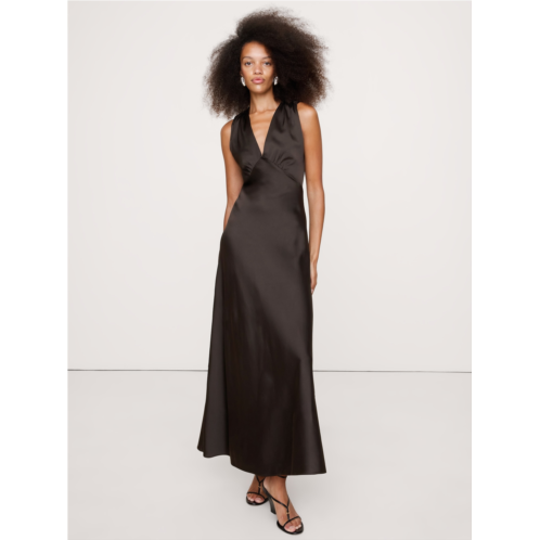 Bananarepublic Stretch-Satin Open-Back Maxi Dress