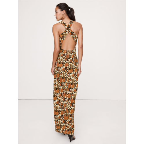 Bananarepublic Matte Silk Cowl-Neck Backless Maxi Dress