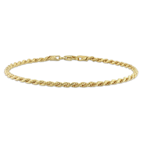 Mimi & Max 2.2mm rope chain bracelet in yellow plated sterling silver - 7.5 in