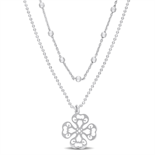 Mimi & Max 2-strand ball bead chain necklace in sterling silver 19 in