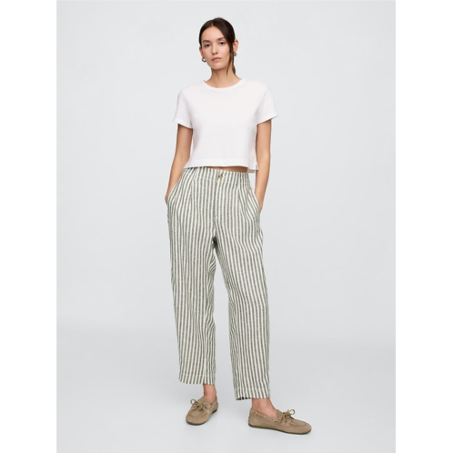 Gap Mid Rise Linen-Blend Barrel Pants