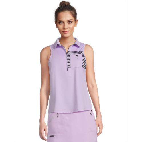 Womens Jamie Sadock Full Button Front Sleeveless Polo