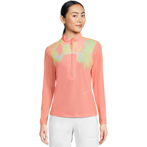 Womens Jamie Sadock Flare Print Long Sleeve Sunsense 1/4 Zip Top