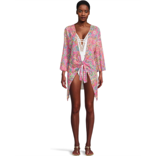 BECCA Polynesia Sheer Stretch Mesh Tie Front Cover-Up