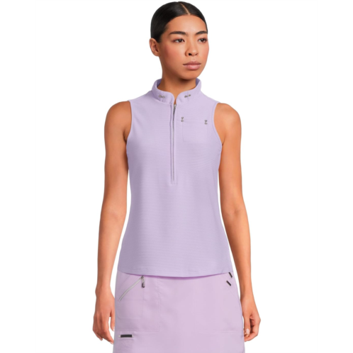 Womens Jamie Sadock Textured Ottoman Solid Sleeveless Polo