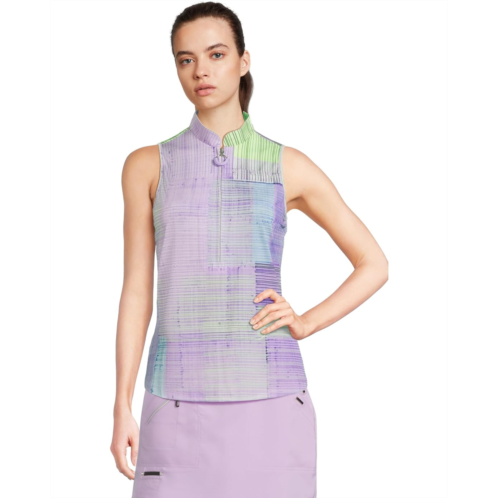 Womens Jamie Sadock Tartan Print Sleeveless Polo