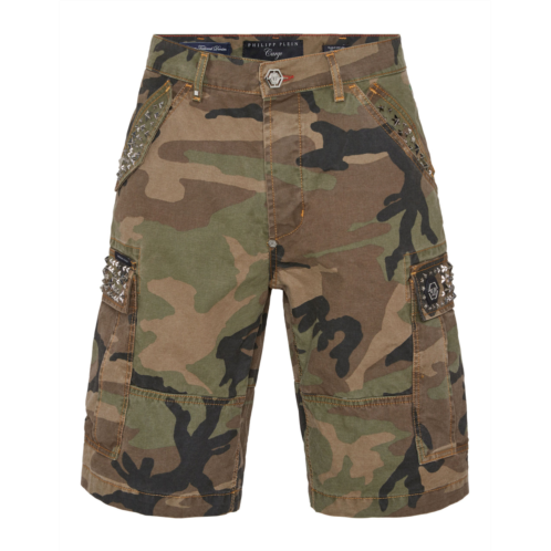 PHILIPP PLEIN denim cargo shorts studs