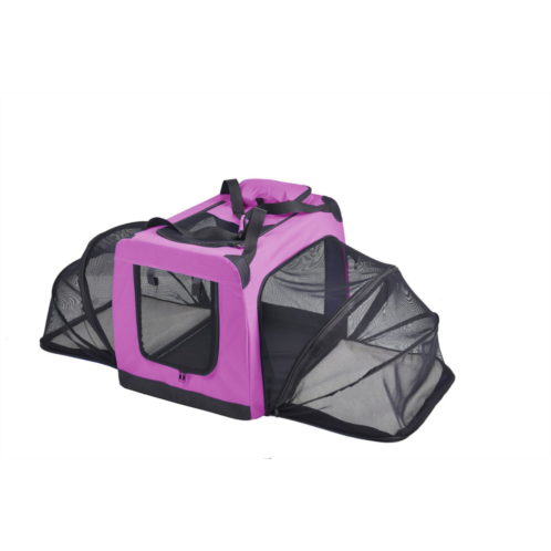Pet Life hounda accordion metal framed soft-folding collapsible dual-sided expandable pet dog crate
