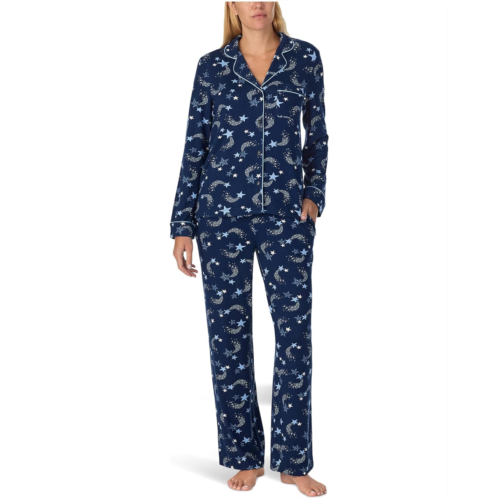 Womens Kate Spade New York Brushed Sweater Knit Jersey Long Sleeve Notch Long Pajama Set