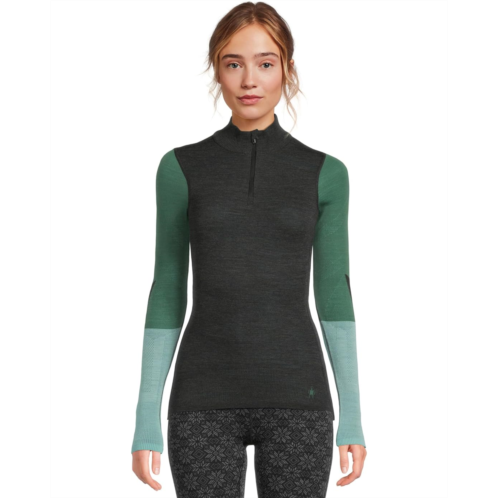 Womens Smartwool Intraknit Thermal Merino Base Layer Colorblock 1/4 Zip