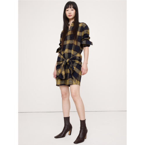 Bananarepublic Flannel Tie-Front Shirt Dress