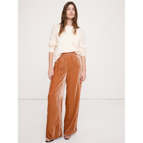 Bananarepublic High-Rise Wide-Leg Velvet Pull-On Pant