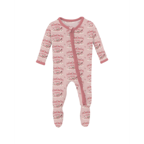 Kickee Pants Kids Print Muffin Ruffle Footie with 2 Way Zipper (Infant)