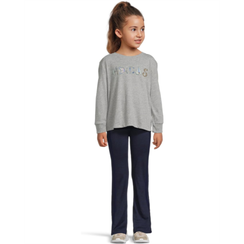 Adidas Kids Graphic Heather Tee Flare Pant Set (Toddler/Little Kid)