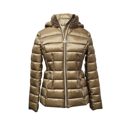 Michael Michael Kors womens hooded packable jacket dark camel