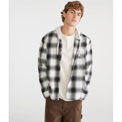 Aeropostale long sleeve plaid hooded flannel shirt