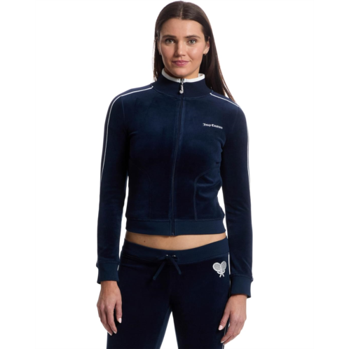 Womens Juicy Couture Heritage Mock Neck Track Jacket with Back Graphic