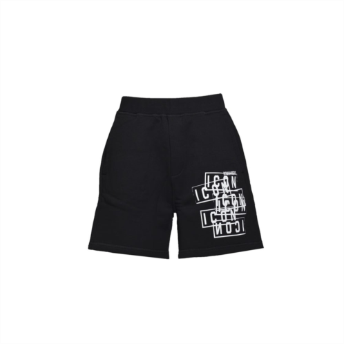 Dsquared2 black cotton icon stamps relax bermuda shorts
