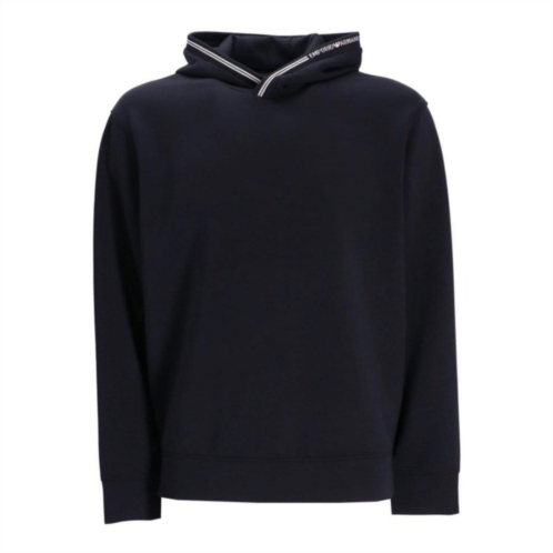 Emporio Armani logo rib-knit trim hoodie