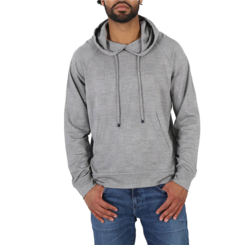 Emporio Armani grigio prince of wales eucalyptus wool-blend jersey hoodie