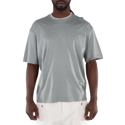 Emporio Armani silver logo embroidered t-shirt