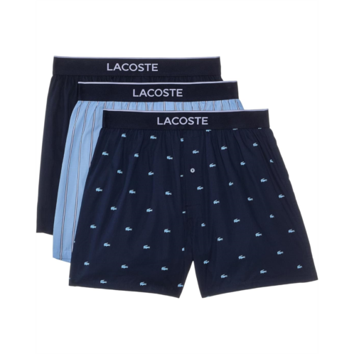Mens Lacoste 100% Cotton Mini Croc Print Boxers 3-pack