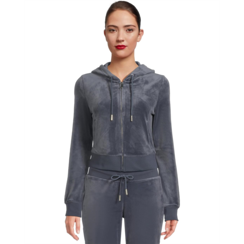 Juicy Couture Solid Classic Juicy Hoodie With Back Bling