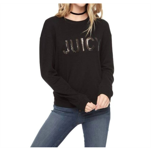 Juicy Couture womens cotton crew neck sweatshirt in black