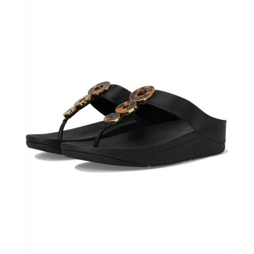 Womens FitFlop Fino Resin-Hoop Leather Toe-Post Sandals