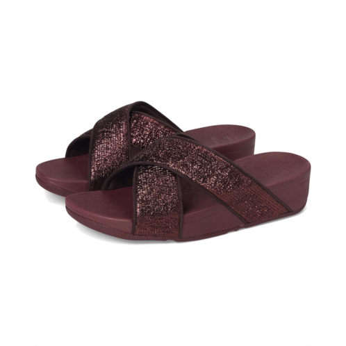 Womens FitFlop Lulu Crinkled-shimmer Cross Slides