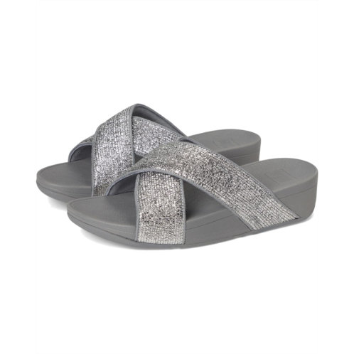 Womens FitFlop Lulu Crinkled-shimmer Cross Slides