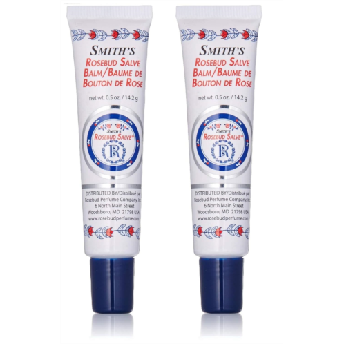Rosebud Perfume Co. Original Rosebud Salve Tube Two Pack Moisturizes and Protects Lips Soothes Irritation and Dry Skin 2 x 0.5 oz Tubes