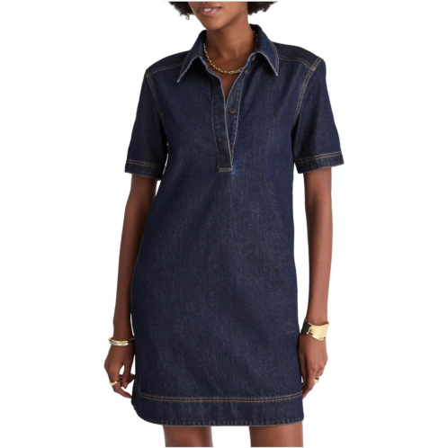 Womens Madewell Short Sleeve Popover Denim Mini Dress