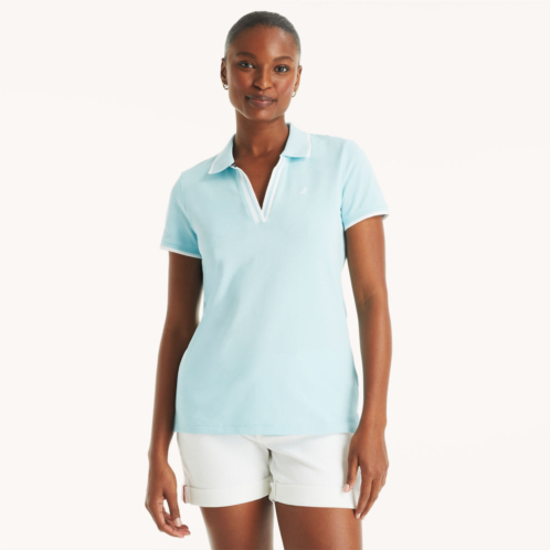 Nautica womens sustainably crafted ocean split-neck polo