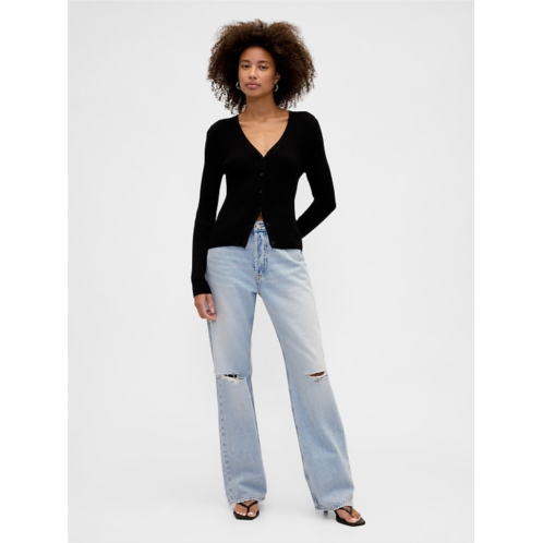 Gap Mid Rise Destructed Relaxed Straight Jeans