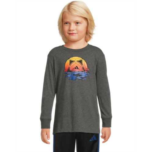 Adidas Kids Long Sleeve Sport Graphic Heather Tee (Toddler/Little Kid)