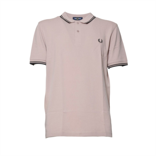 Comme Des Garcons striped pink cotton knit polo shirt