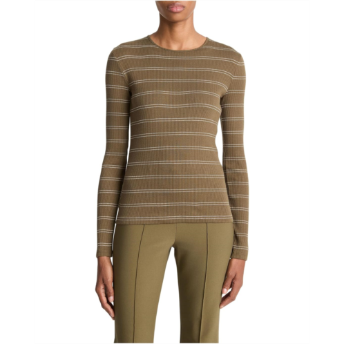 Vince Striped Long Sleeve Crew Neck T-Shirt