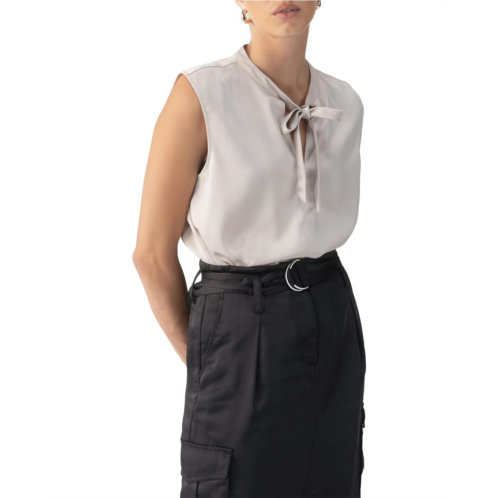 Womens Sanctuary Tie Neck Satin Shell