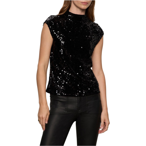 Womens Sanctuary Funnel Neck Sequin Top