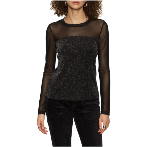 Womens Sanctuary Sparkle Mesh Crew Tee