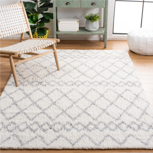 Safavieh berber shag machine made area rug ivory / light grey shag / flokati style easy care