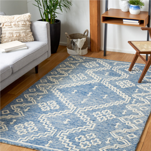 Safavieh abstract hand made area rug blue / ivory bohemian style non-shedding