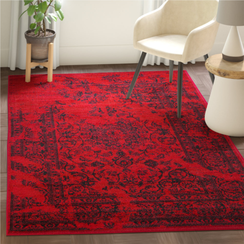 Safavieh adirondack machine made area rug red / black traditional style easy care