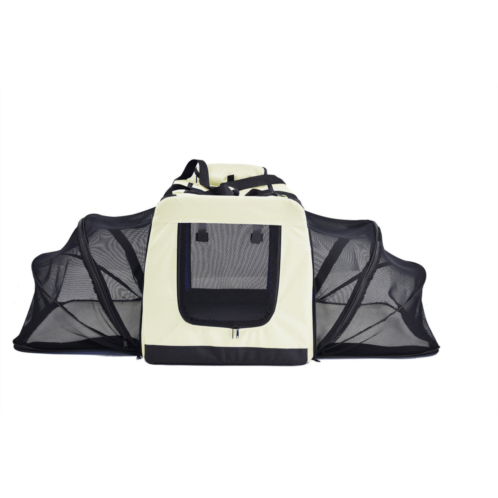 Pet Life hounda accordion metal framed soft-folding collapsible dual-sided expandable pet dog crate