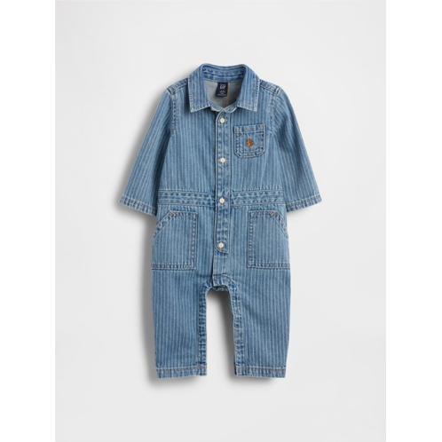 Gap Baby Denim Stripe Utility One-Piece