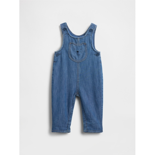 Gap Baby Cozy-Lined Denim Bear Pocket Overalls